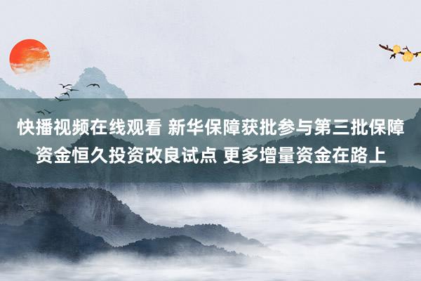 快播视频在线观看 新华保障获批参与第三批保障资金恒久投资改良试点 更多增量资金在路上